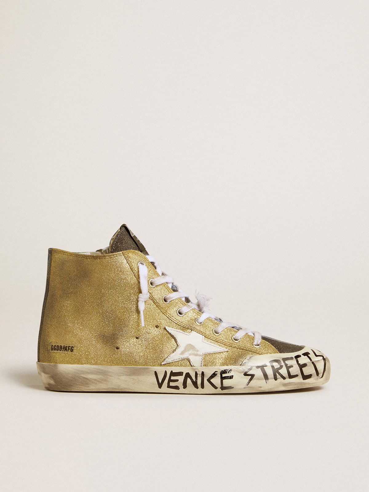 Men’s Francy LAB in golden glitter with white leather star - Golden Goose Men