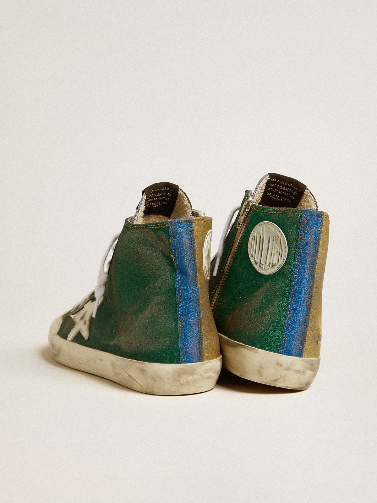 Men’s Francy LAB in golden glitter with white leather star - Golden Goose Men