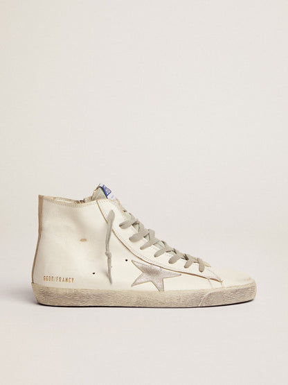 Men's Francy in leather with silver suede star - Golden Goose Men