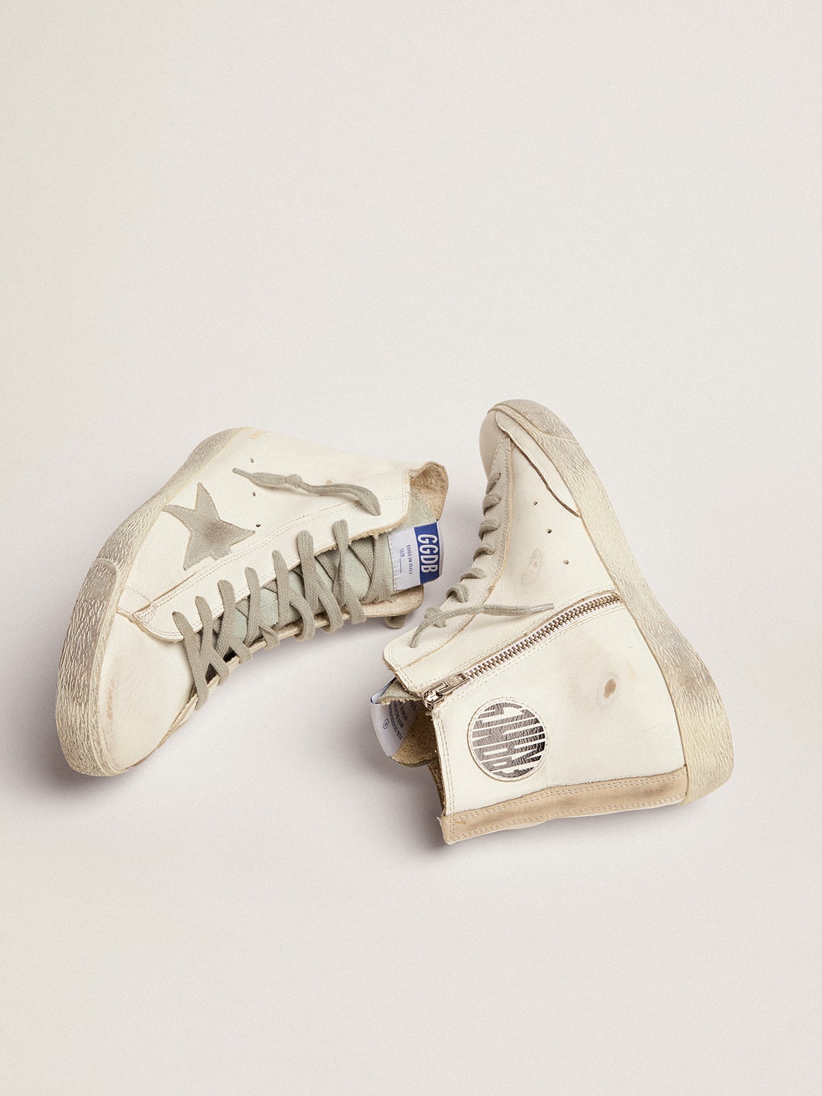 Men's Francy in leather with silver suede star - Golden Goose Men