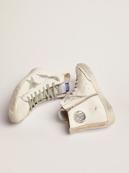 Men's Francy in leather with silver suede star - Golden Goose Men