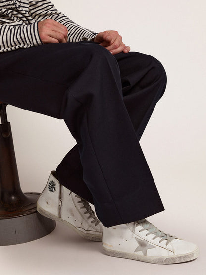 Men's Francy in leather with silver suede star - Golden Goose Men