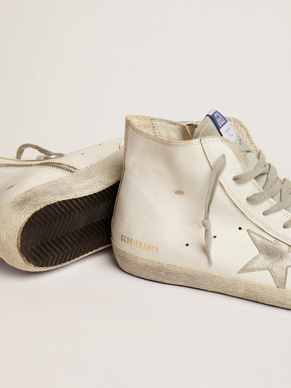 Men's Francy in leather with silver suede star - Golden Goose Men