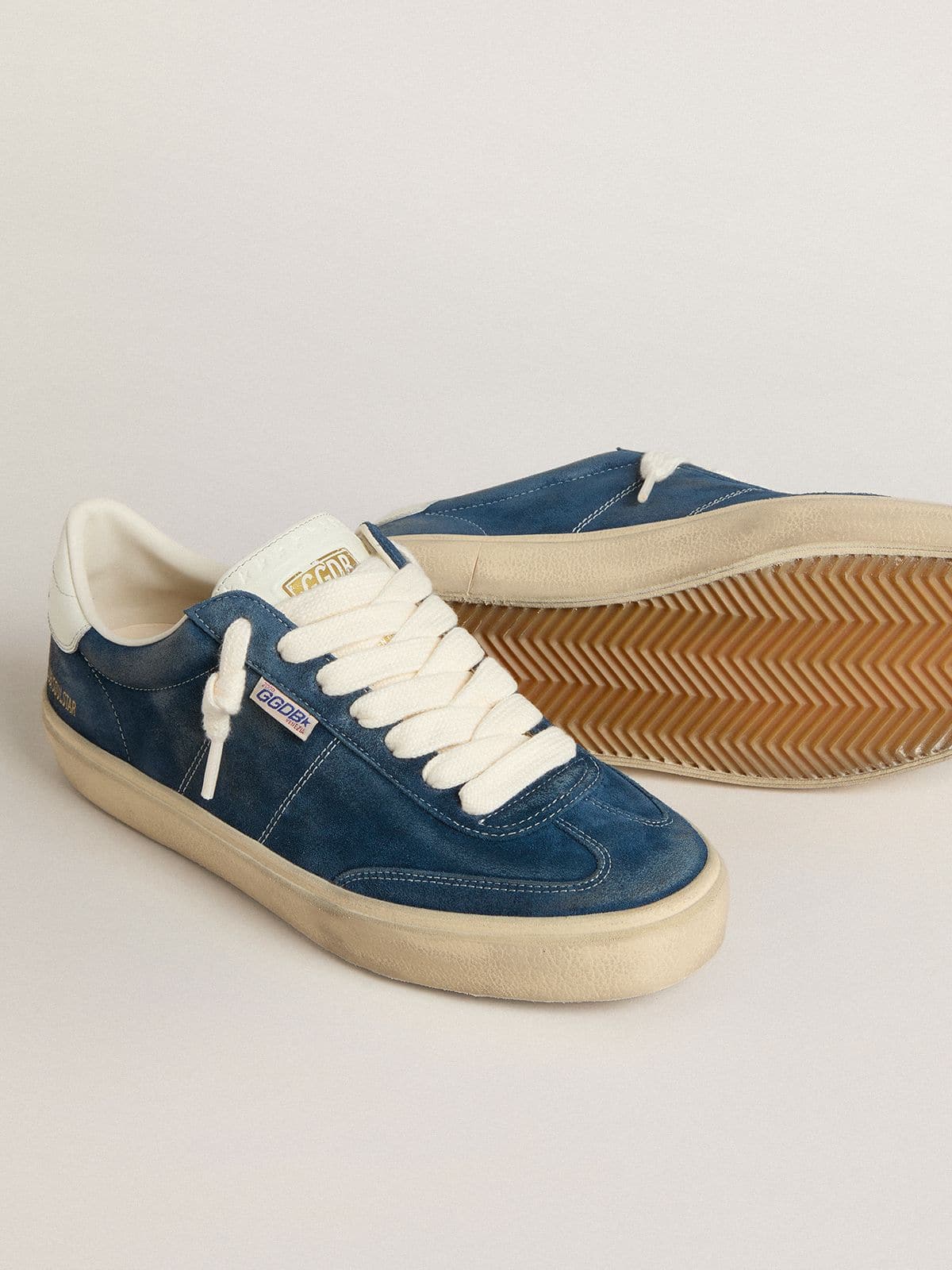 Men's Soul Star in blue suede with white leather heel tab - Golden Goose Men