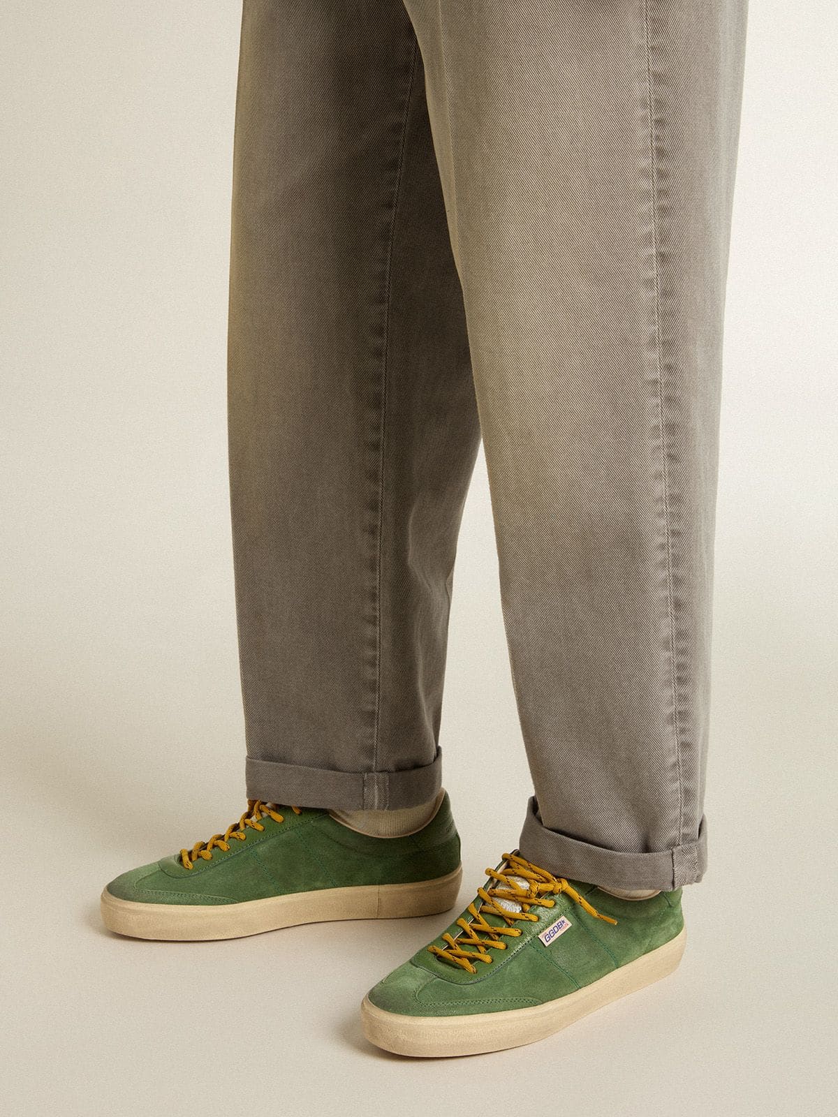 Men's Soul Star in green suede with green leather heel tab - Golden Goose Men