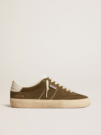 Men's Soul Star in green suede with white leather heel tab and tongue - Golden Goose Men