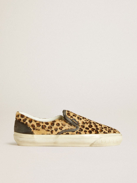 Men's VCE Penstar in leopard-print pony skin with black leather heel tab - Golden Goose Men