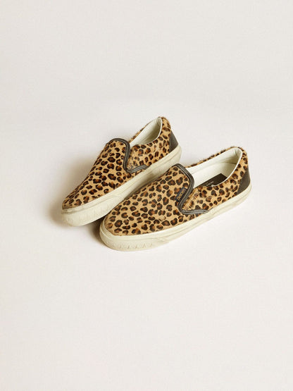 Men's VCE Penstar in leopard-print pony skin with black leather heel tab - Golden Goose Men