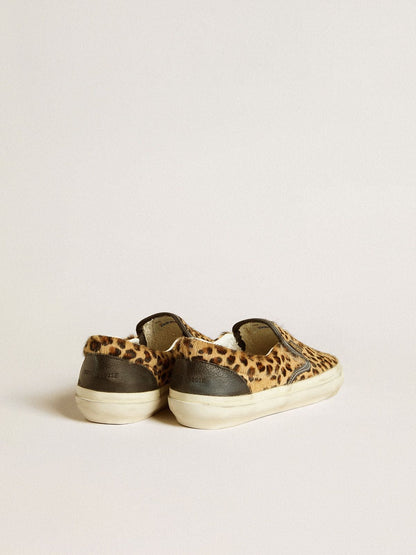 Men's VCE Penstar in leopard-print pony skin with black leather heel tab - Golden Goose Men