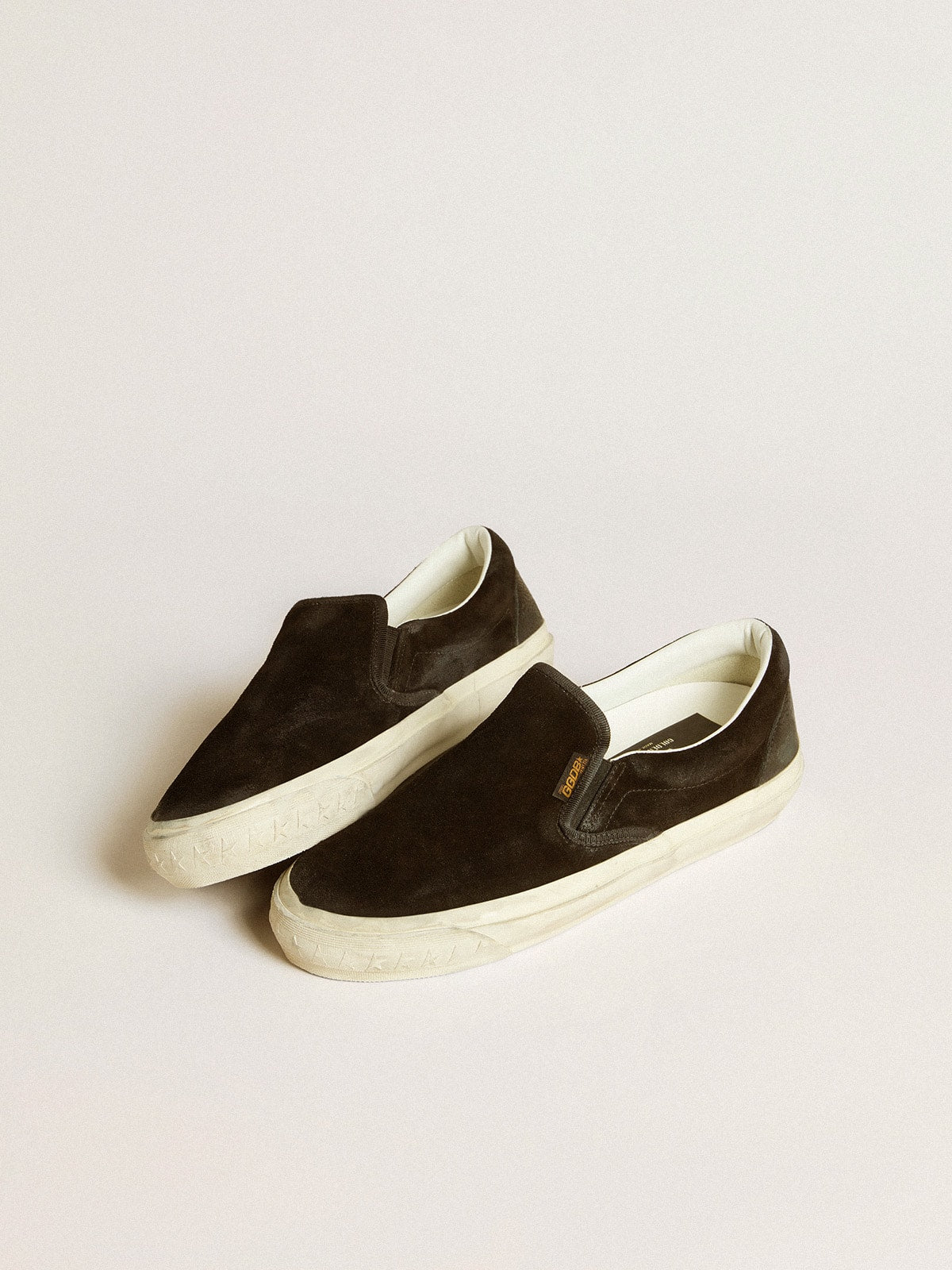 Men's VCE Penstar in black suede with black leather heel tab - Golden Goose Men