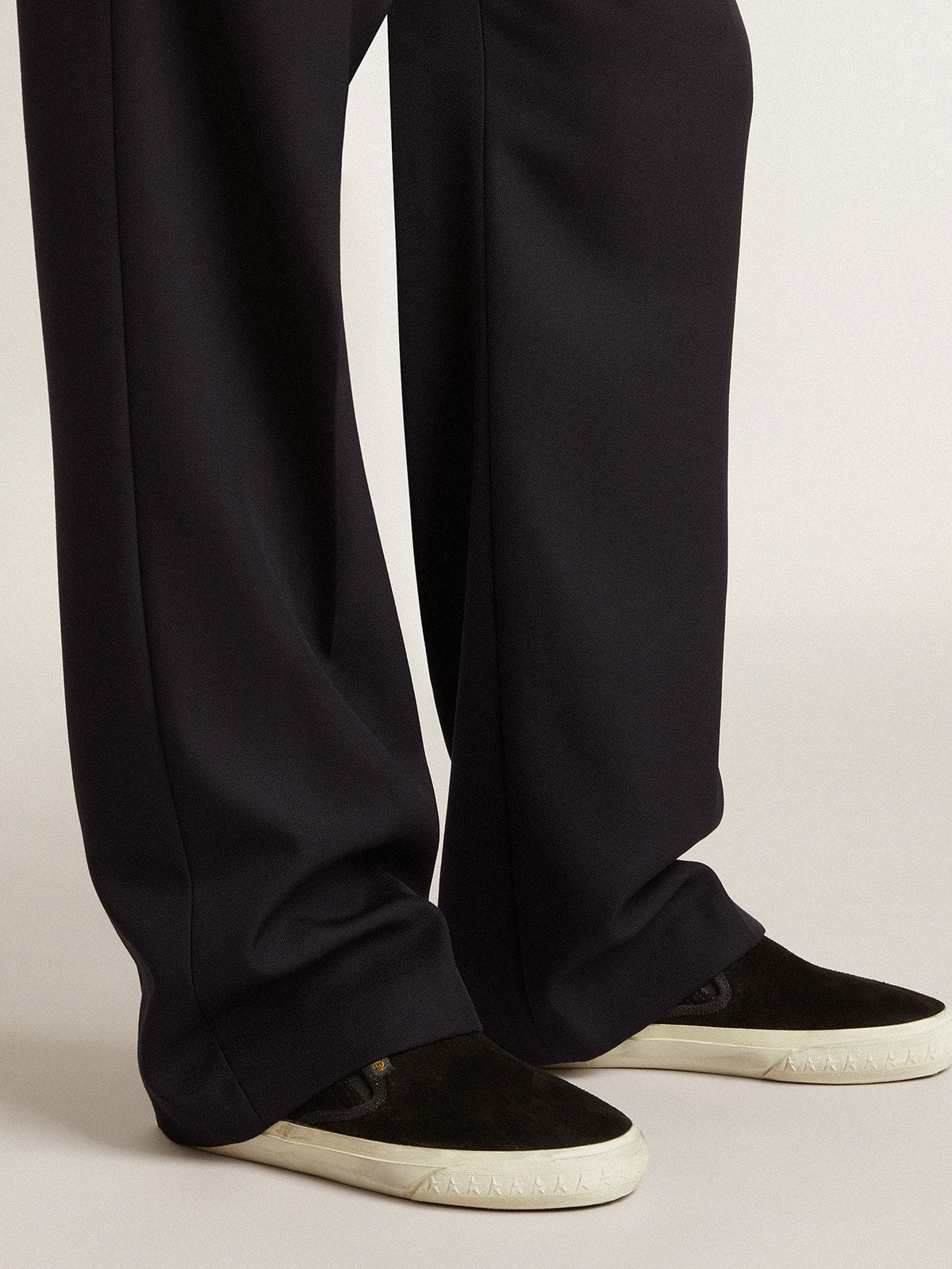Men's VCE Penstar in black suede with black leather heel tab - Golden Goose Men