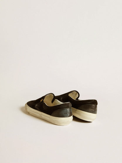 Men's VCE Penstar in black suede with black leather heel tab - Golden Goose Men