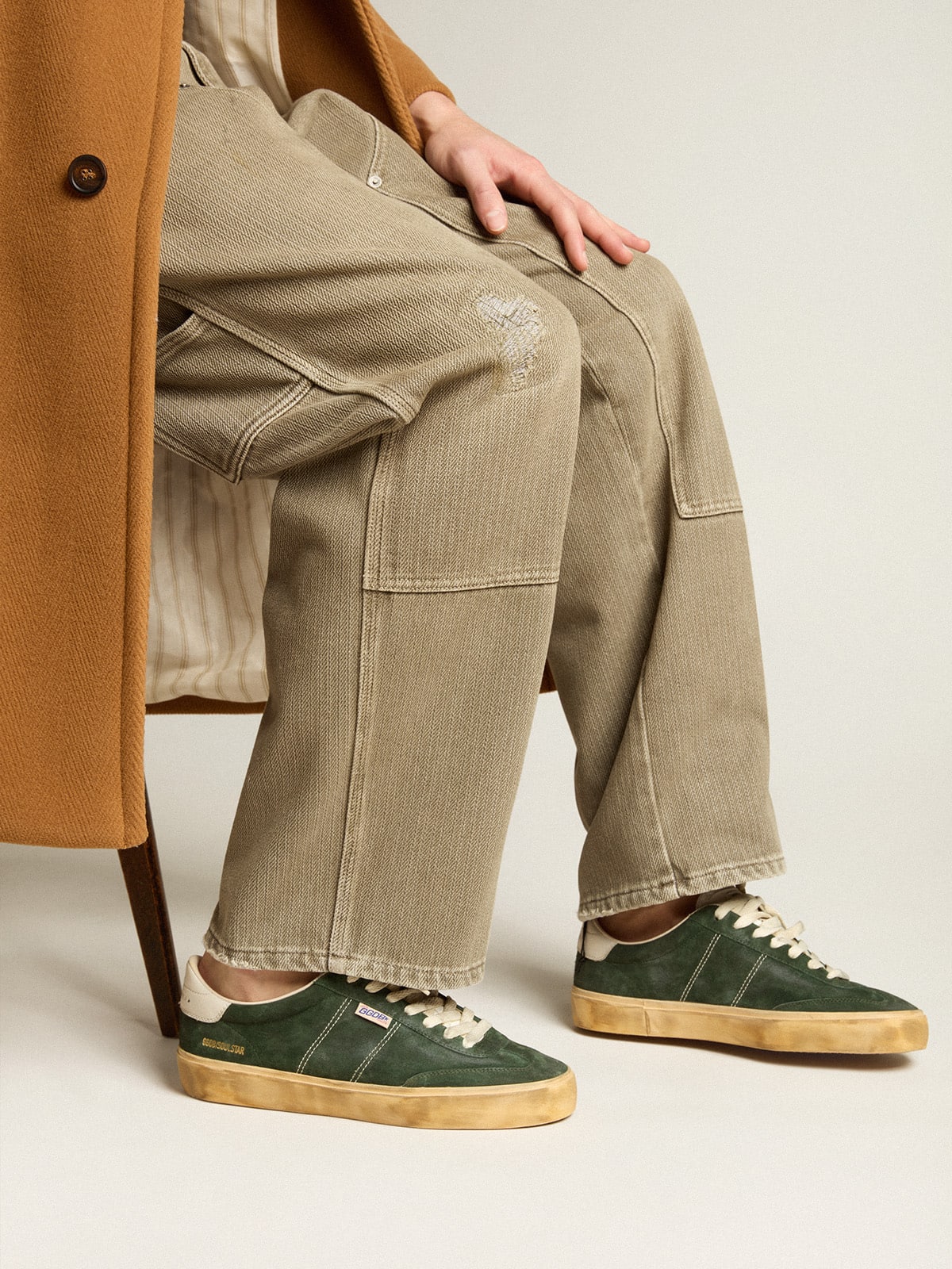 Soul Star in green suede with milk-white leather heel tab - Golden Goose Men