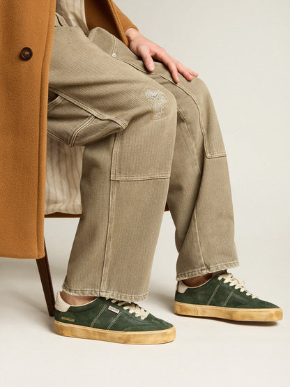 Soul Star in green suede with milk-white leather heel tab - Golden Goose Men
