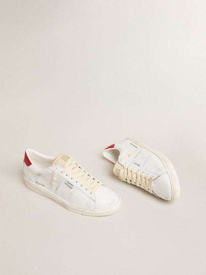 Matchstar in glossy white leather with glossy red leather heel tab - Golden Goose Men