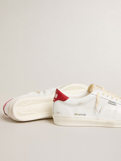 Matchstar in glossy white leather with glossy red leather heel tab - Golden Goose Men