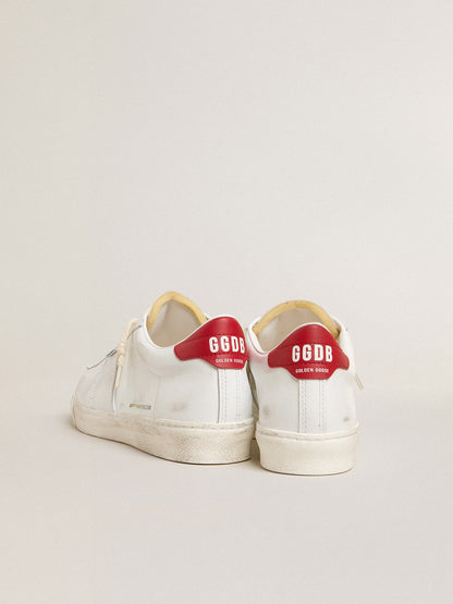 Matchstar in glossy white leather with glossy red leather heel tab - Golden Goose Men