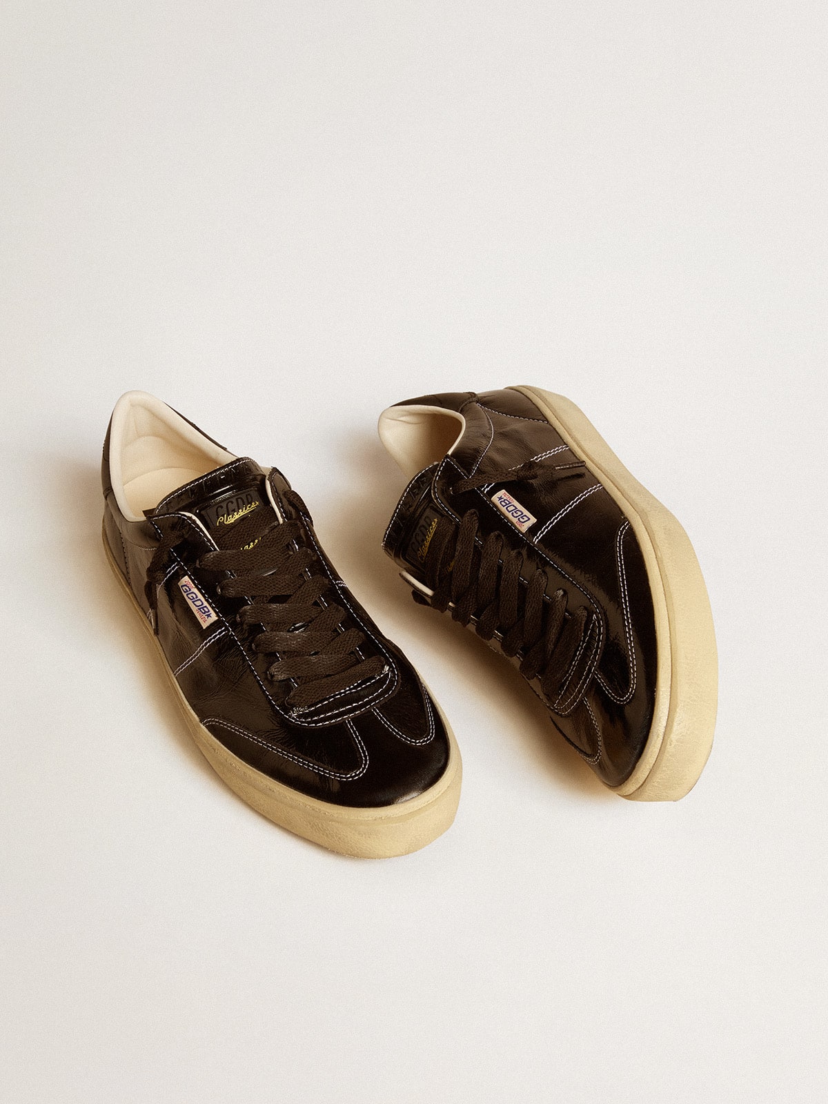 Men's Soul Star in black patent leather with black leather heel tab - Golden Goose Men