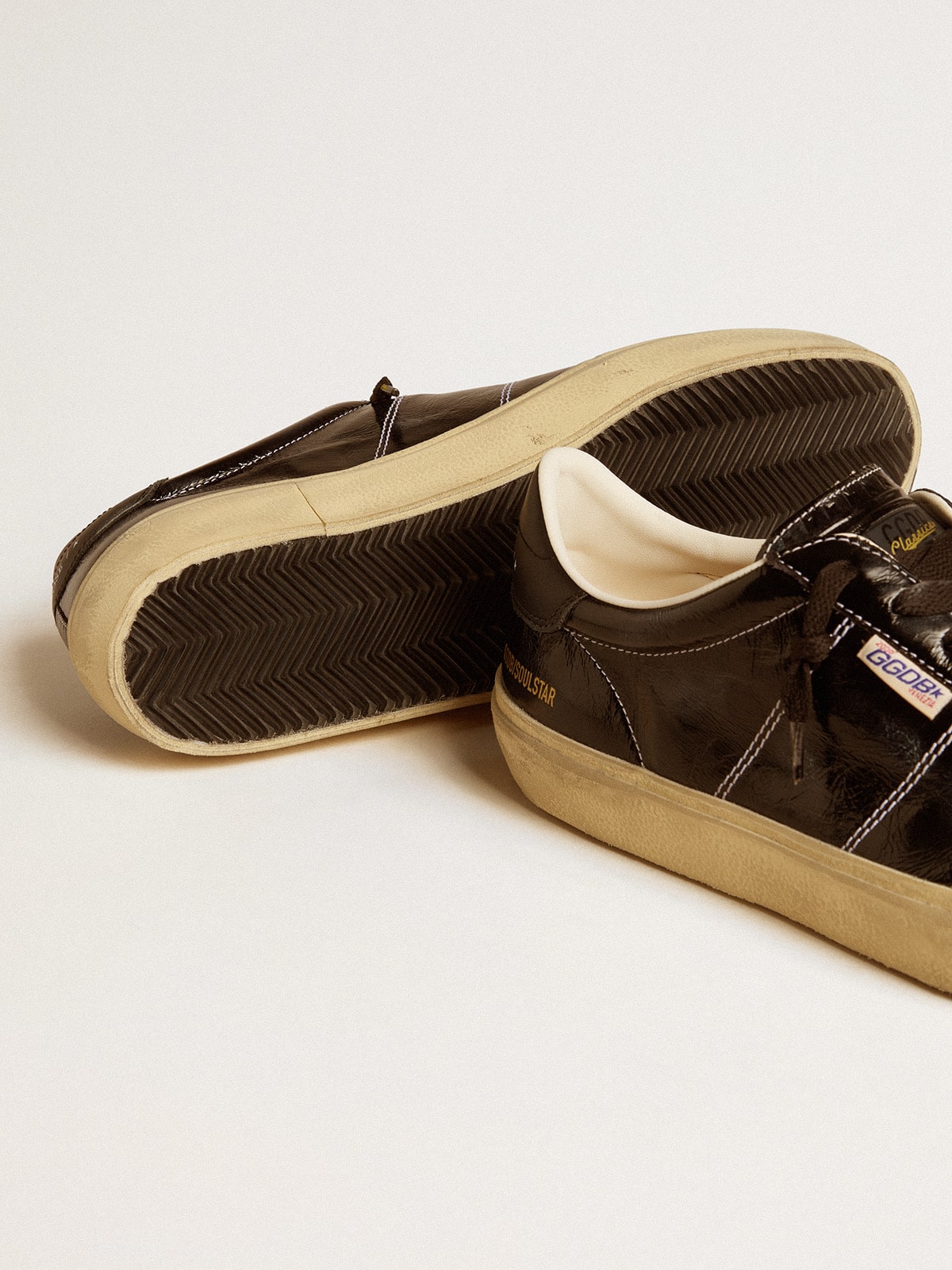 Men's Soul Star in black patent leather with black leather heel tab - Golden Goose Men