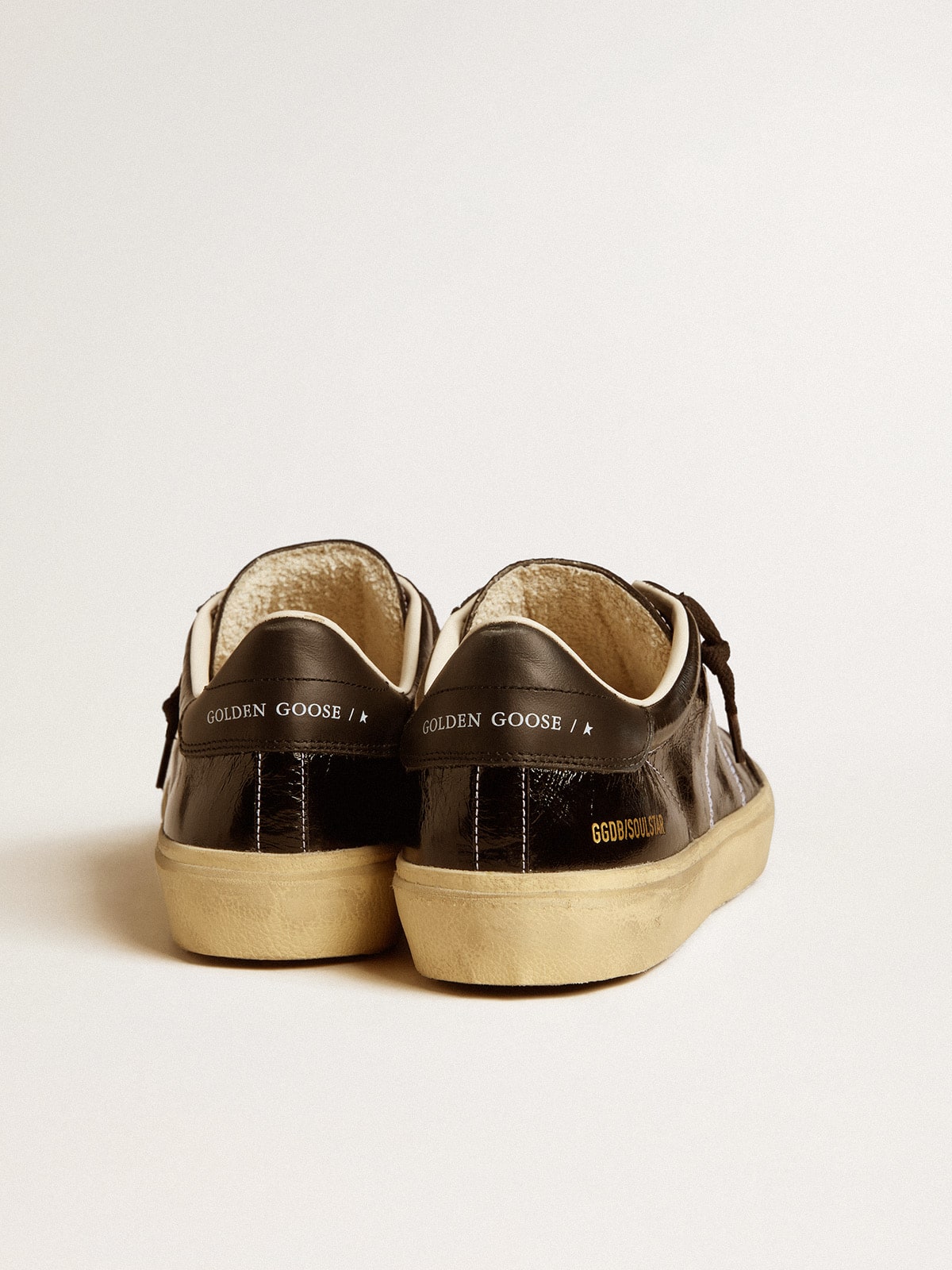Men's Soul Star in black patent leather with black leather heel tab - Golden Goose Men