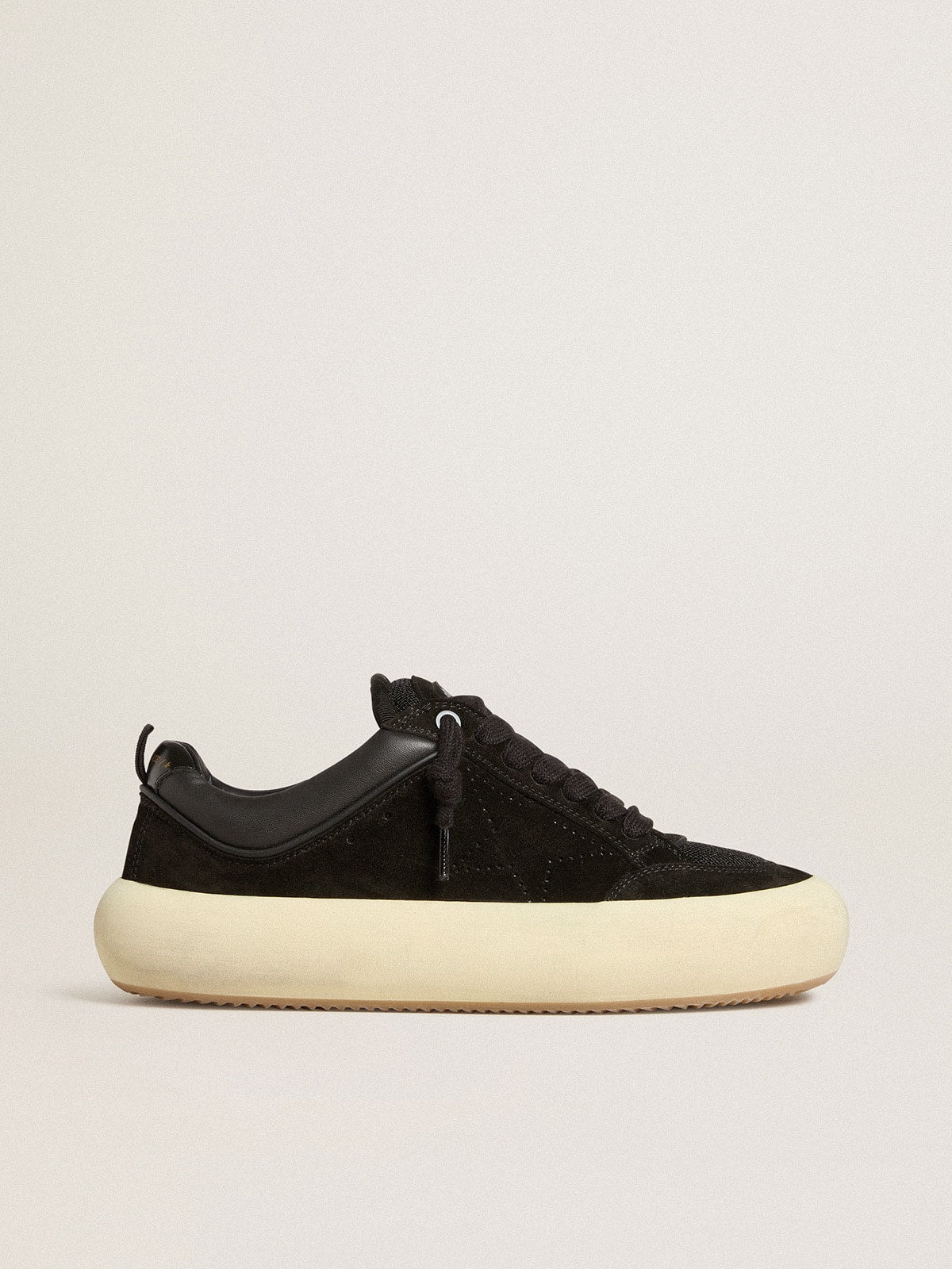 Men's Space-Star Cube in black suede with perforated star - Golden Goose Men