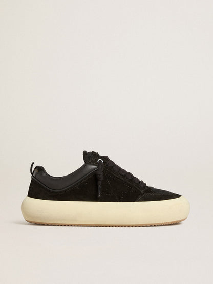 Men's Space-Star Cube in black suede with perforated star - Golden Goose Men