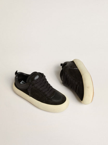 Men's Space-Star Cube in black suede with perforated star - Golden Goose Men