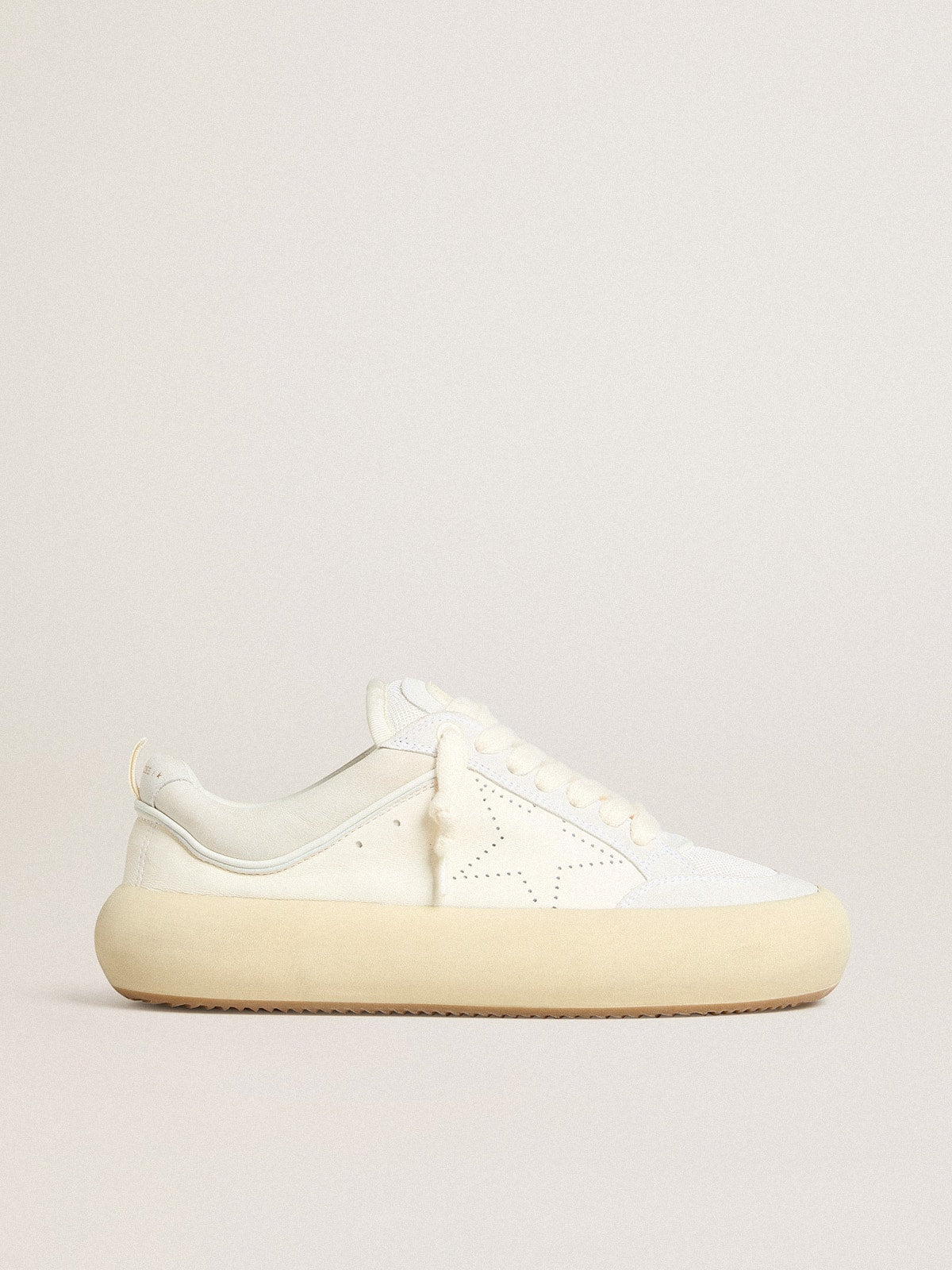 Men's Space-Star Cube in white leather with perforated star - Golden Goose Men