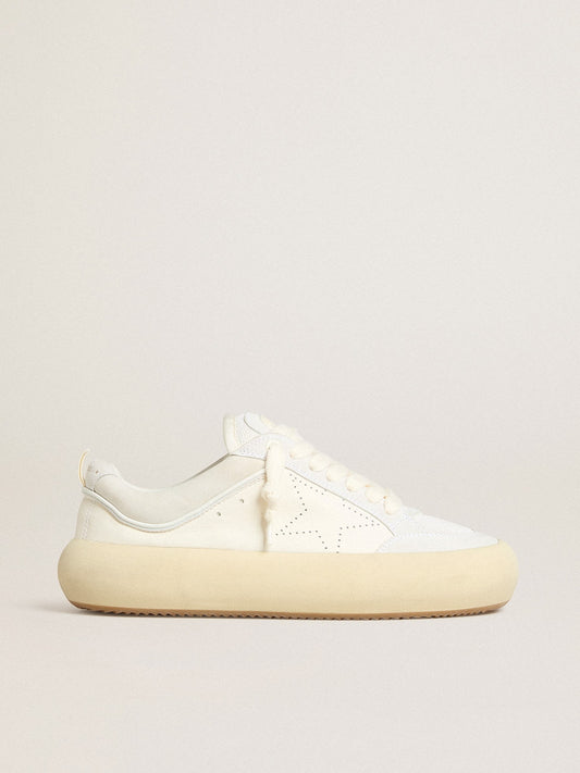Men's Space-Star Cube in white leather with perforated star - Golden Goose Men