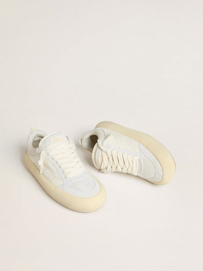 Men's Space-Star Cube in white leather with perforated star - Golden Goose Men