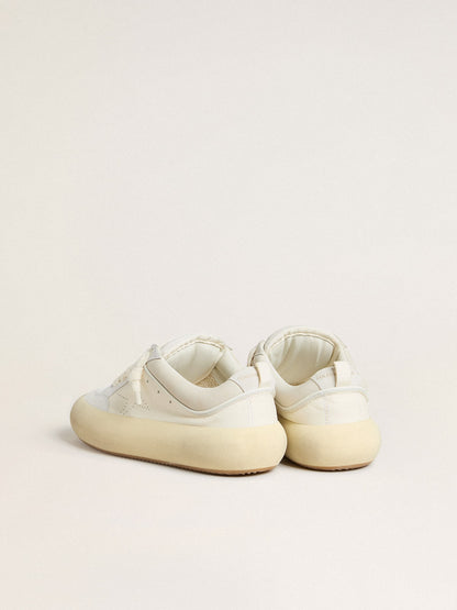 Men's Space-Star Cube in white leather with perforated star - Golden Goose Men
