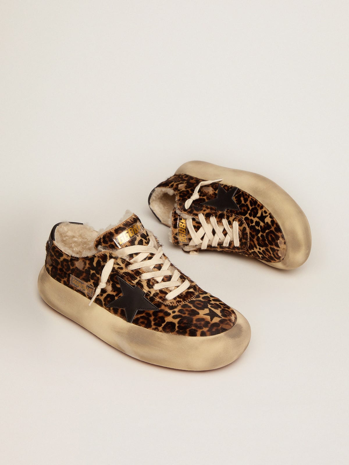 Men's Space-Star in animal print pony skin and shearling lining - Golden Goose Men