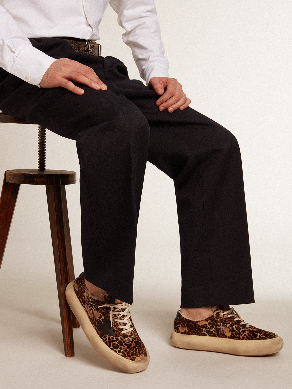 Men's Space-Star in animal print pony skin and shearling lining - Golden Goose Men