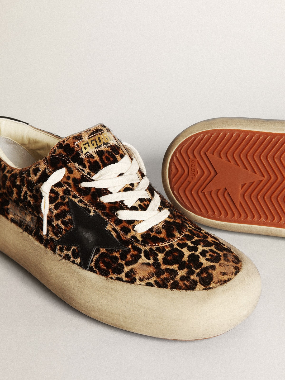 Men's Space-Star in leopard print pony skin with black star and heel - Golden Goose Men