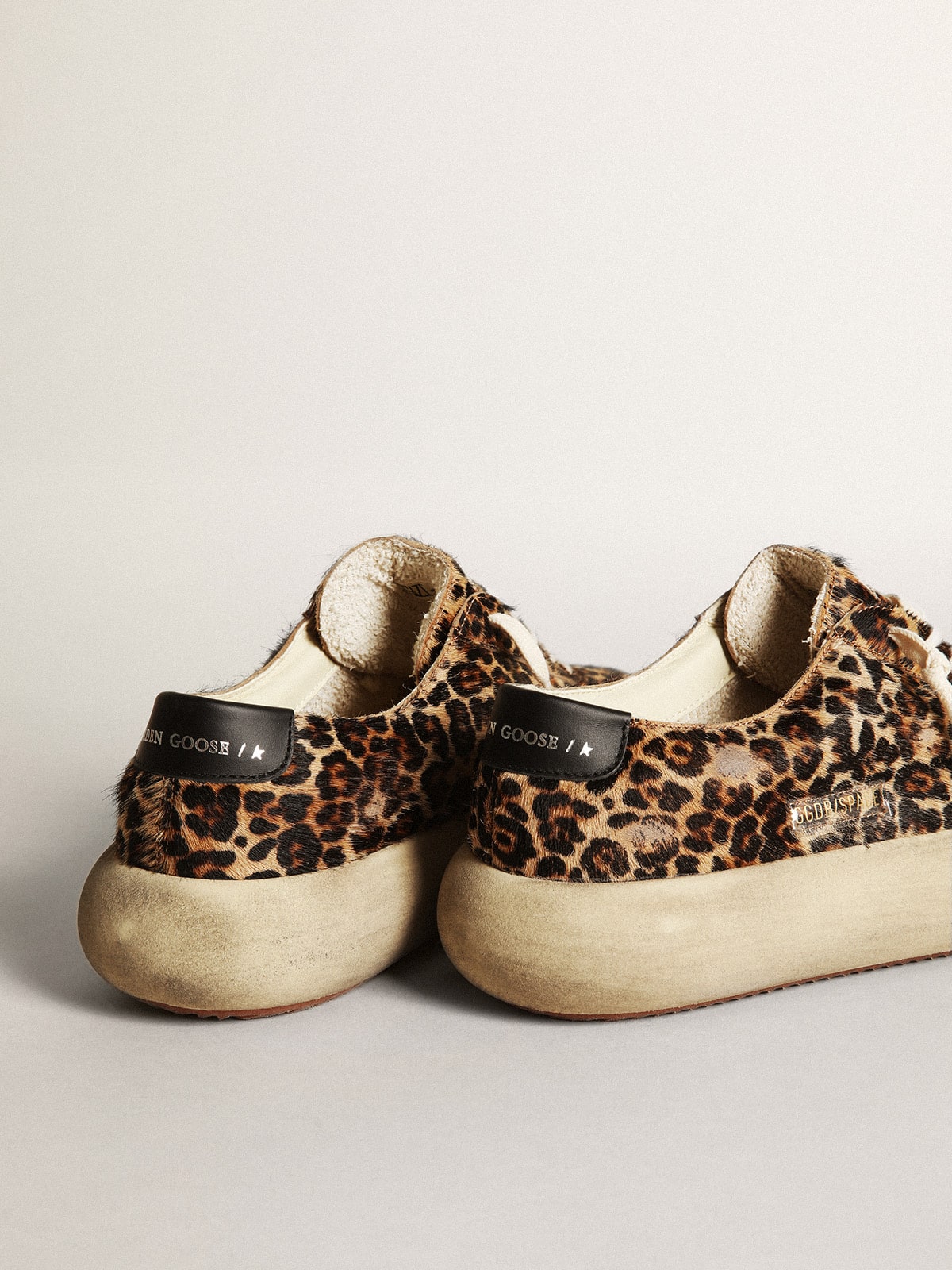 Men's Space-Star in leopard print pony skin with black star and heel - Golden Goose Men