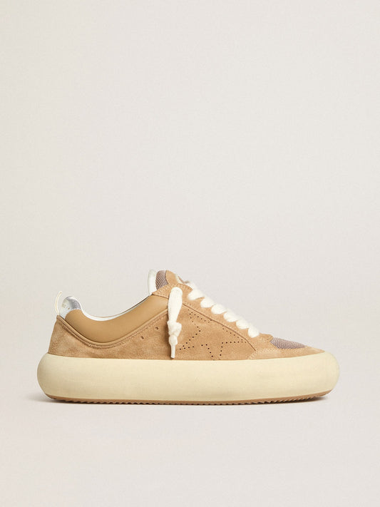 Men's Space-Star Cube in tobacco suede with perforated star - Golden Goose Men