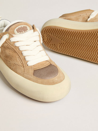 Men's Space-Star Cube in tobacco suede with perforated star - Golden Goose Men