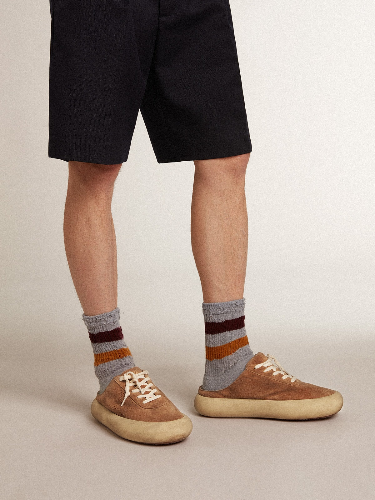Men's Space-Star Sabots in tobacco suede with perforated star - Golden Goose Men