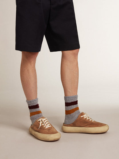 Men's Space-Star Sabots in tobacco suede with perforated star - Golden Goose Men
