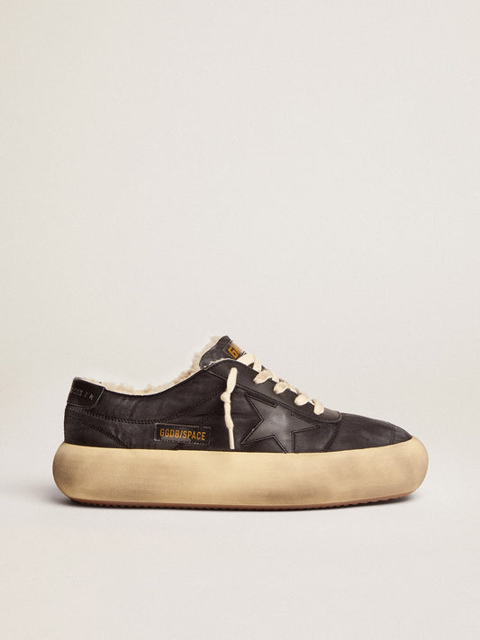 Men's Space-Star shoes in quilted black nylon with shearling lining - Golden Goose Men