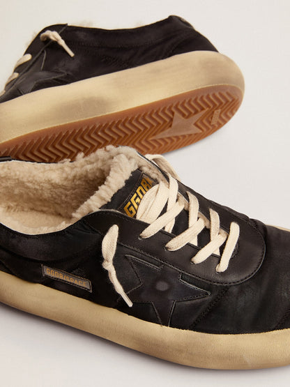 Men's Space-Star shoes in quilted black nylon with shearling lining - Golden Goose Men