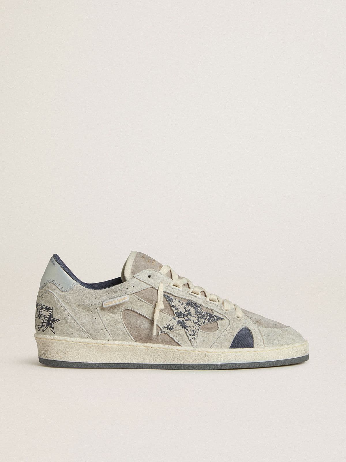 Men's Ball Star LTD in dove-gray and gray suede with pearl-gray leather heel tab - Golden Goose Men