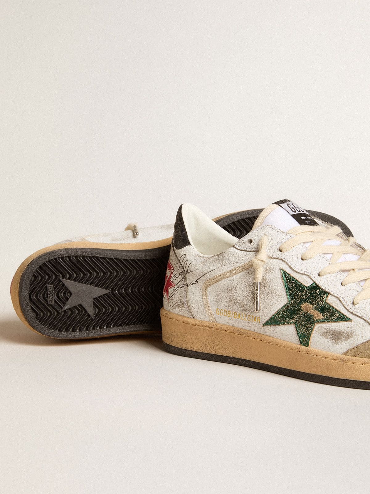 Men's Ball Star with metallic leather star and gray leather heel tab - Golden Goose Men