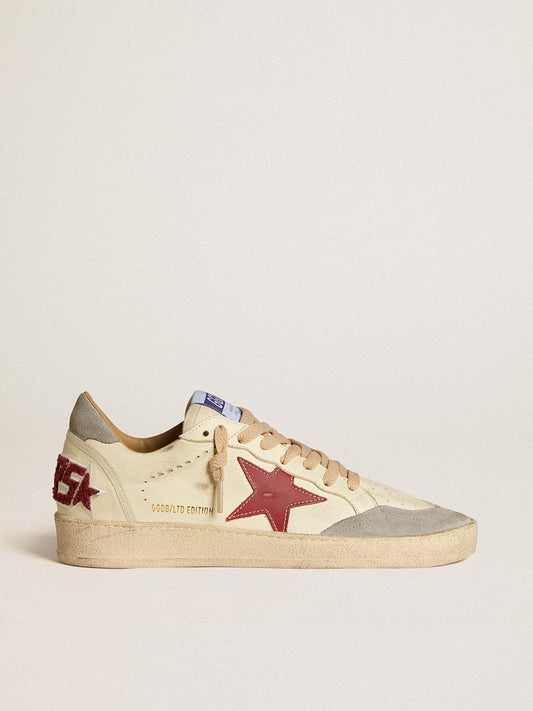 Men's Ball Star LTD in nappa leather with red leather star and gray suede heel tab - Golden Goose Men