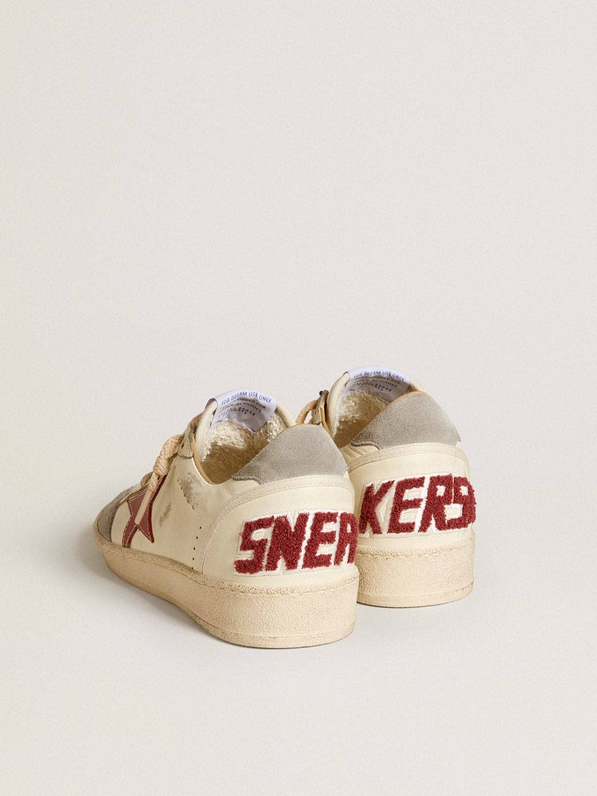 Men's Ball Star LTD in nappa leather with red leather star and gray suede heel tab - Golden Goose Men