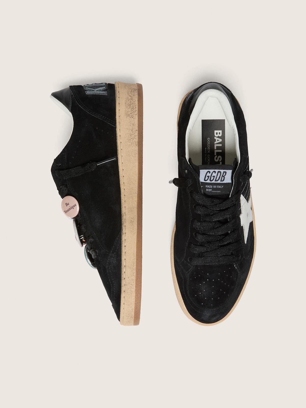 Men's Ball Star LTD in black suede with Skins - Golden Goose Men