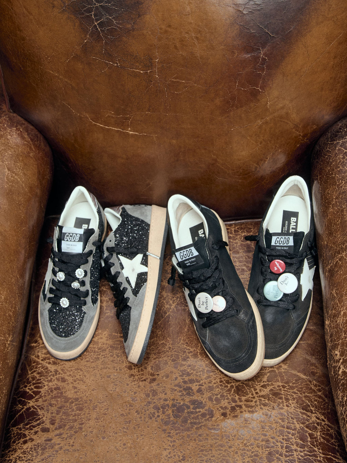 Men's Ball Star LTD in black suede with Skins - Golden Goose Men