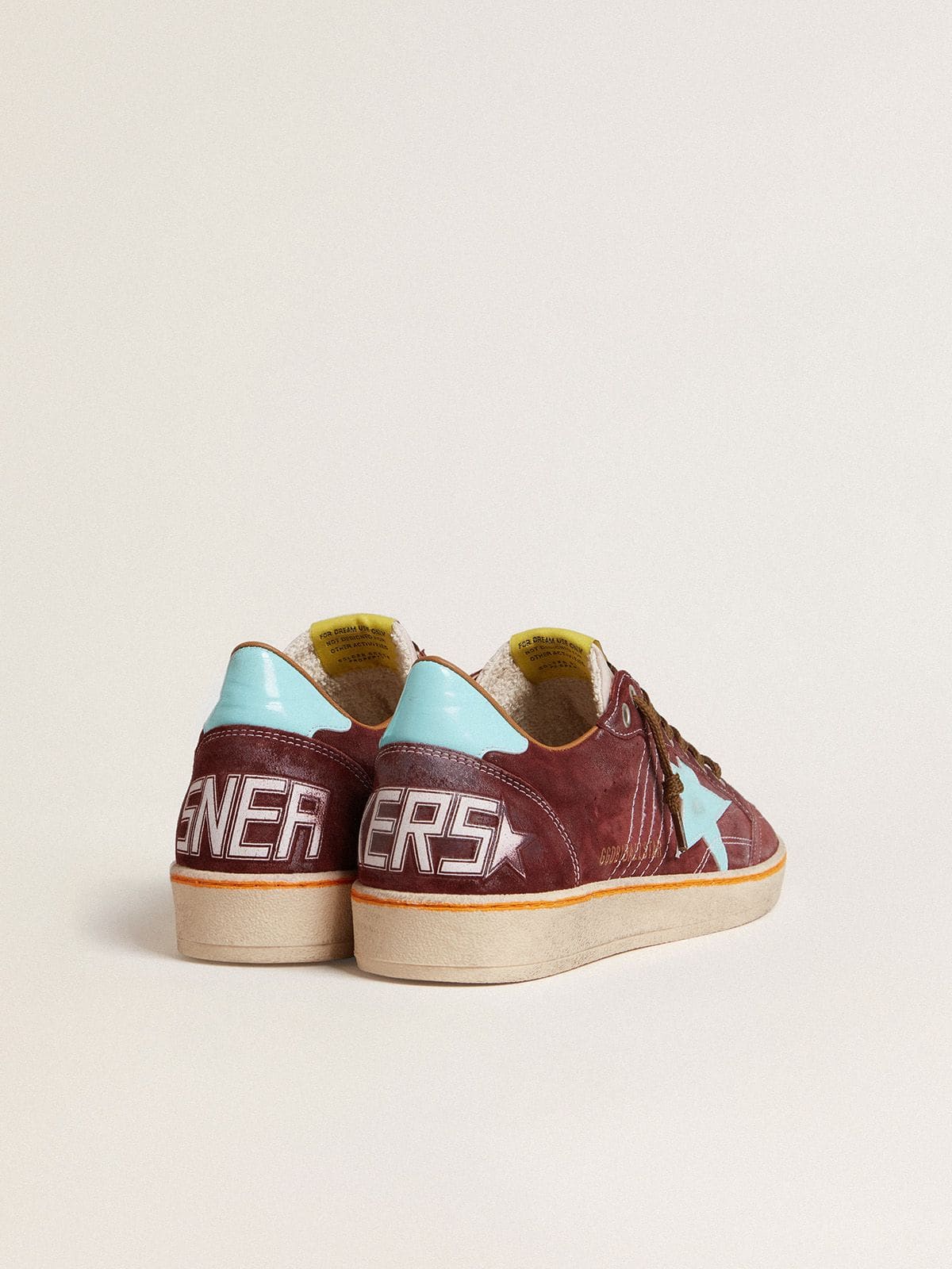 Men’s Ball Star in dark red suede with light blue star and heel tab - Golden Goose Men