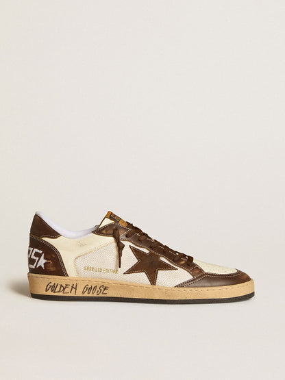 Men's Ball Star in nappa and mesh with suede star and brown leather inserts - Golden Goose Men