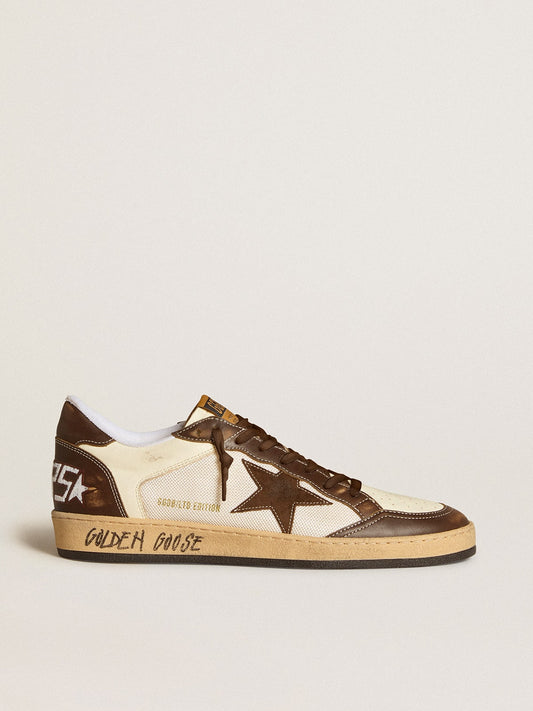 Men's Ball Star in nappa and mesh with suede star and brown leather inserts - Golden Goose Men